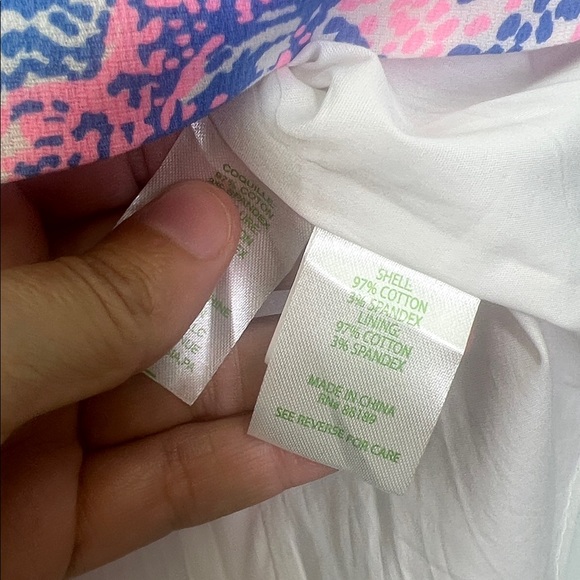 Lilly Pulitzer - Shelli Coastal Blue Maybe Gator Pink Tie Back Mini Dress Size 2 - Picture 8 of 12